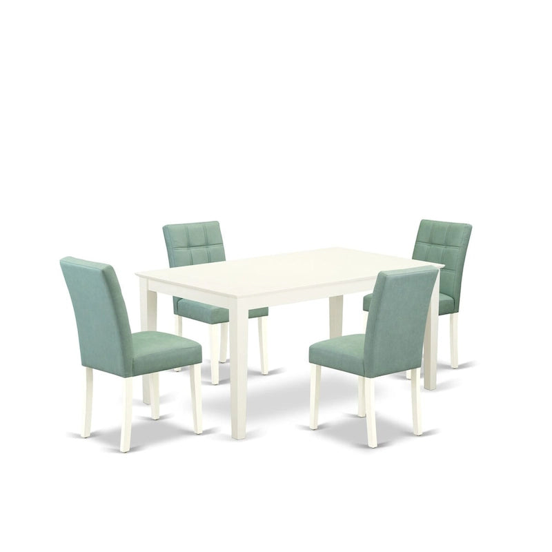Ensemble de salle à manger East West Furniture, comprenant une table à manger rectangulaire et des chaises, Blanc Lin (Options de pièces)