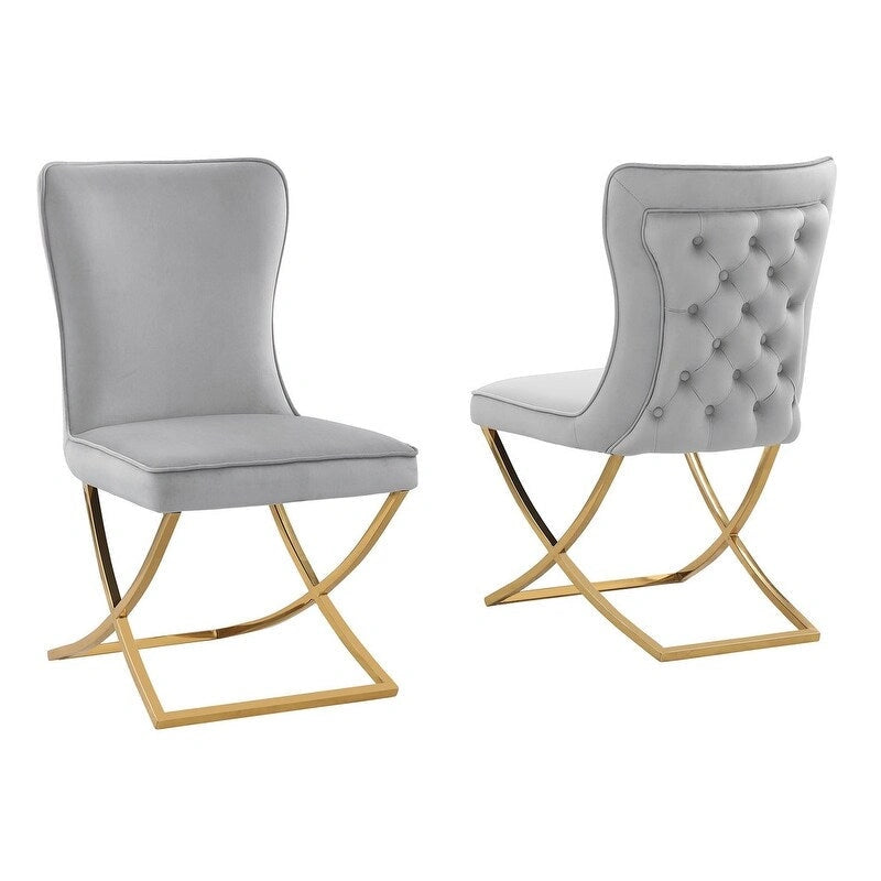 Meubles Best Master Leanne Chaises d'appoint capitonnées en velours - N/A