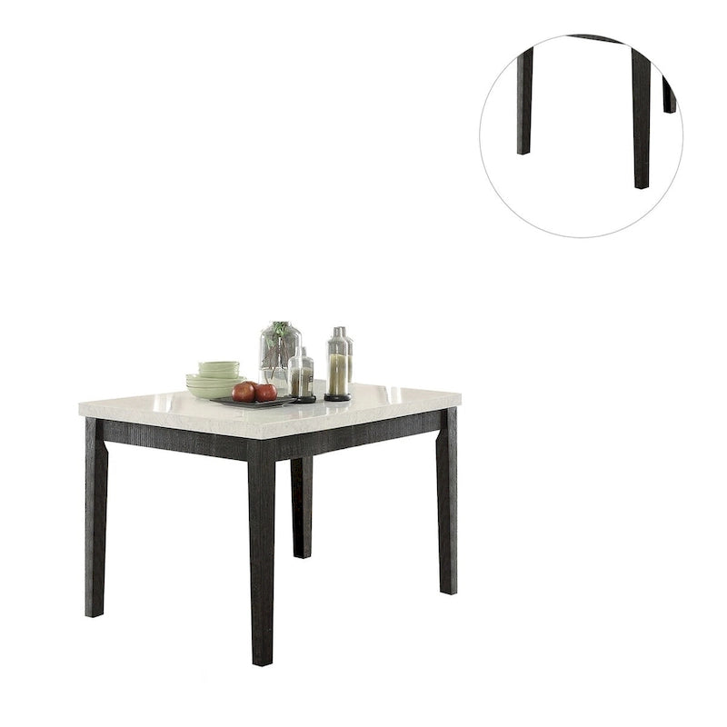 Table de comptoir carrée avec plateau en marbre blanc et chêne foncé « Salvage »
