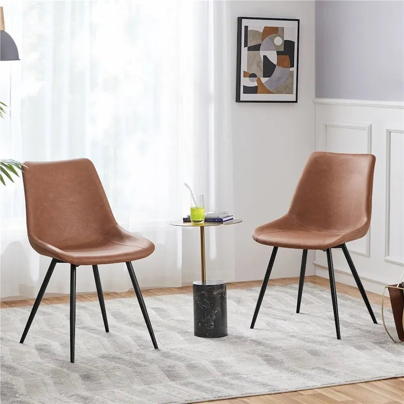 Yaheetech Lot de 2 chaises de salle à manger en similicuir avec pieds en métal - N/A