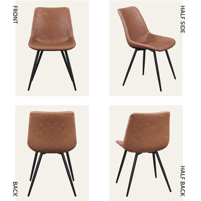 Yaheetech Lot de 2 chaises de salle à manger en similicuir avec pieds en métal - N/A