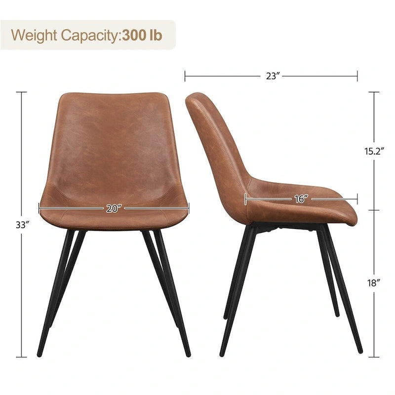 Yaheetech Lot de 2 chaises de salle à manger en similicuir avec pieds en métal - N/A