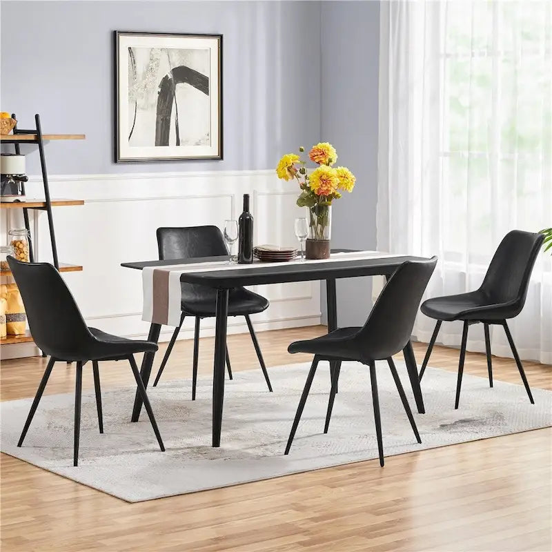 Yaheetech Lot de 2 chaises de salle à manger en similicuir avec pieds en métal - N/A