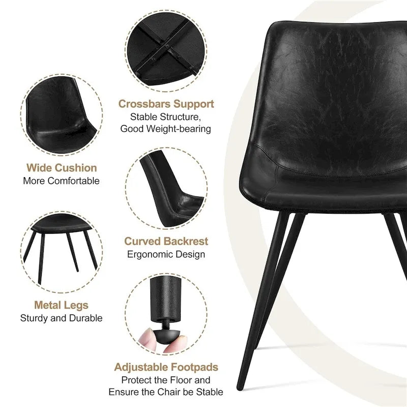 Yaheetech Lot de 2 chaises de salle à manger en similicuir avec pieds en métal - N/A
