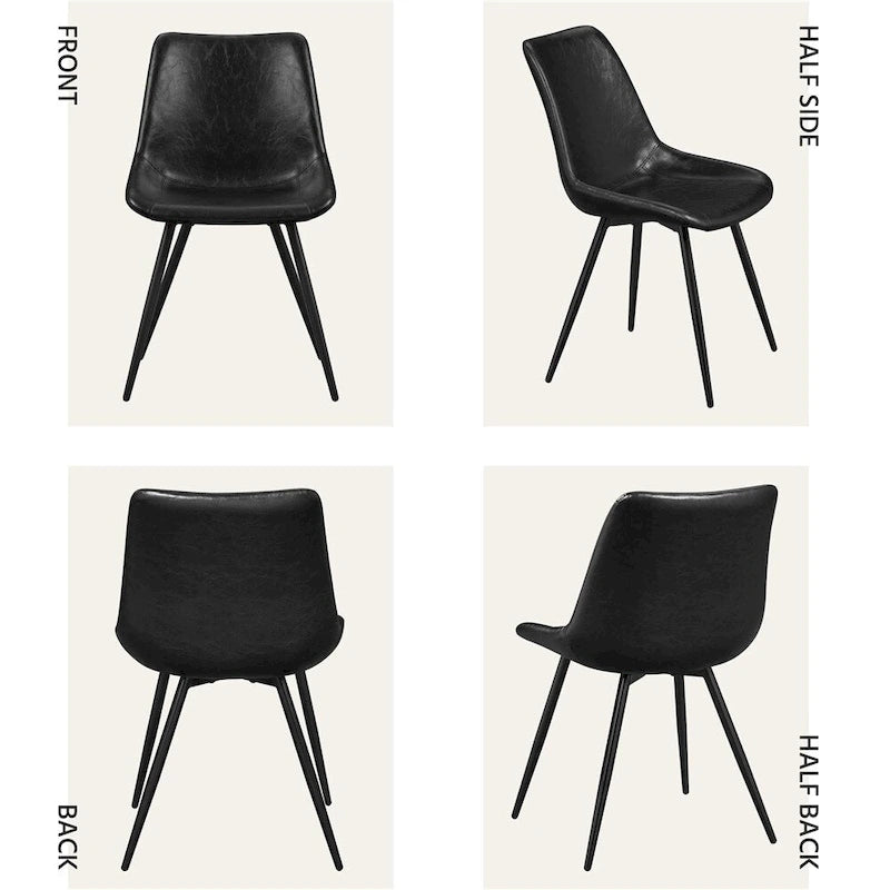 Yaheetech Lot de 2 chaises de salle à manger en similicuir avec pieds en métal - N/A