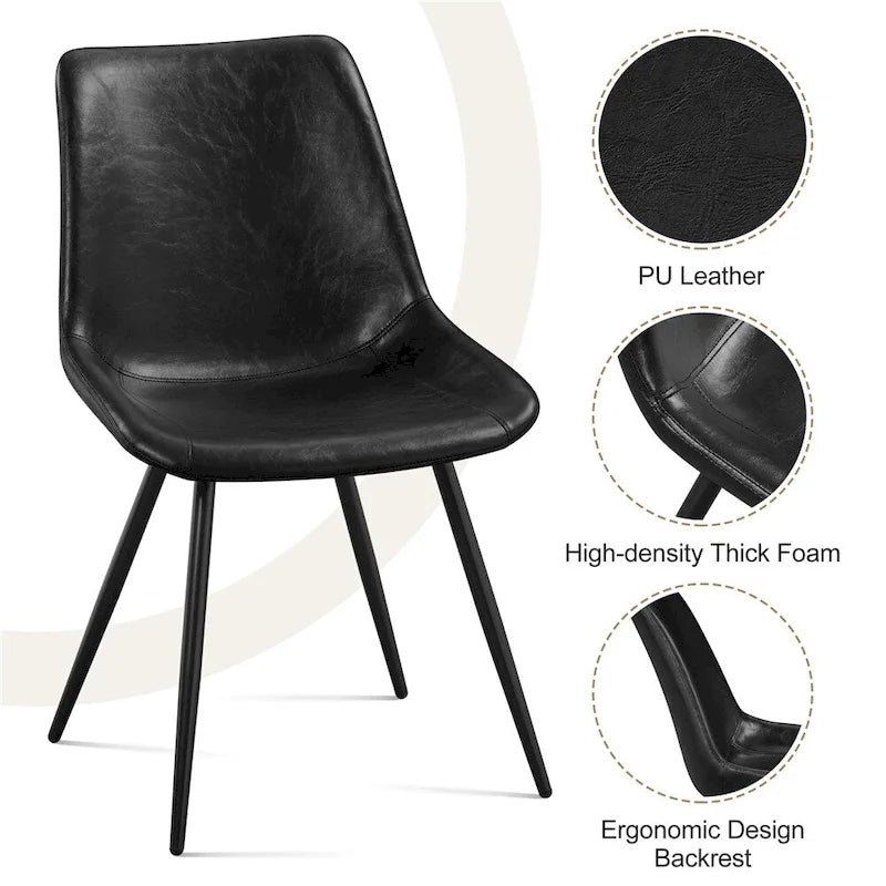 Yaheetech Lot de 2 chaises de salle à manger en similicuir avec pieds en métal - N/A
