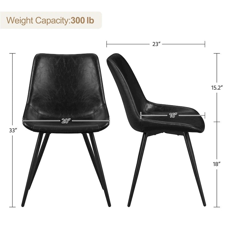 Yaheetech Lot de 2 chaises de salle à manger en similicuir avec pieds en métal - N/A