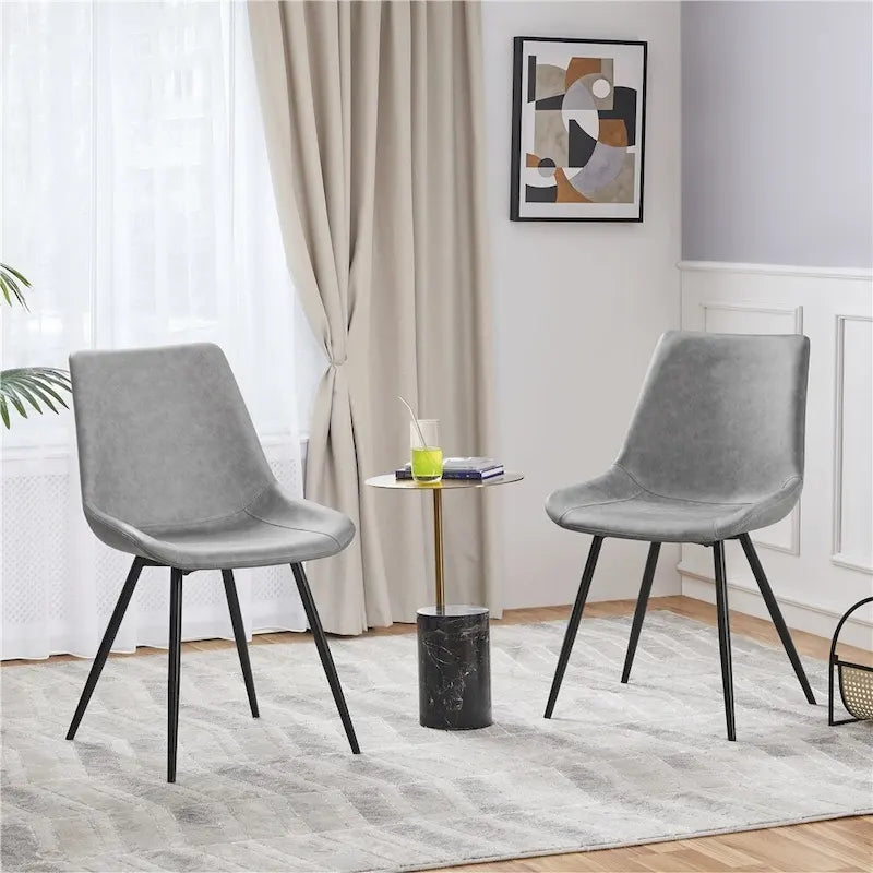 Yaheetech Lot de 2 chaises de salle à manger en similicuir avec pieds en métal - N/A