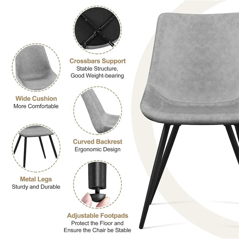 Yaheetech Lot de 2 chaises de salle à manger en similicuir avec pieds en métal - N/A