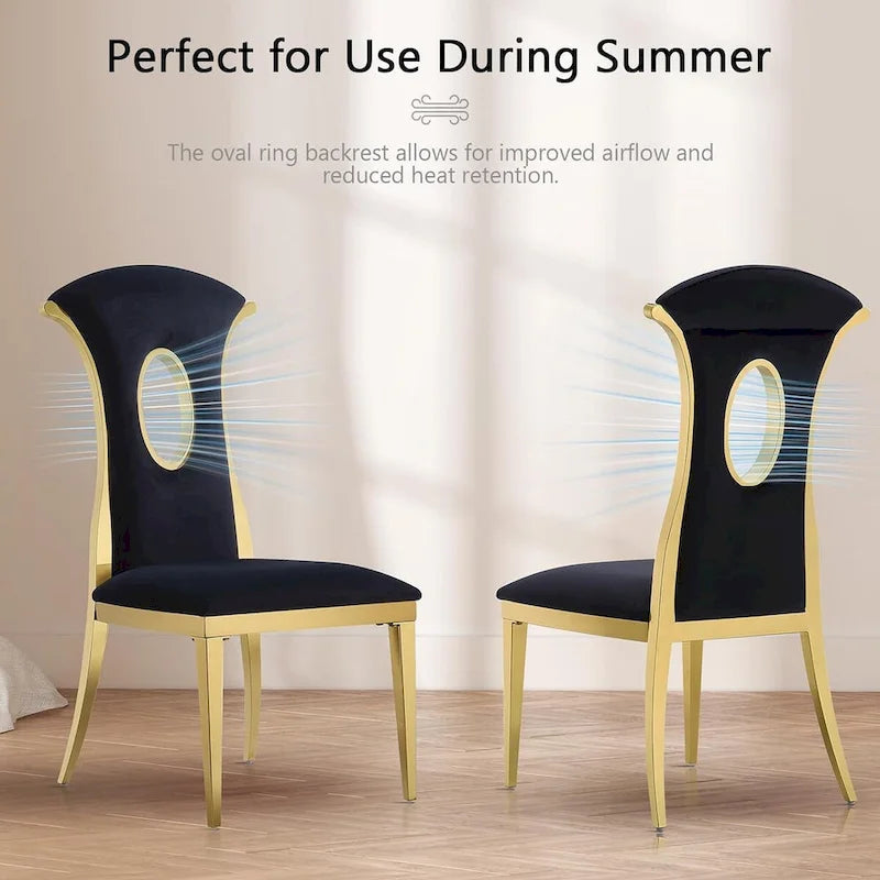 Chaises de salle à manger modernes en velours magnifique avec pieds en acier inoxydable doré poli