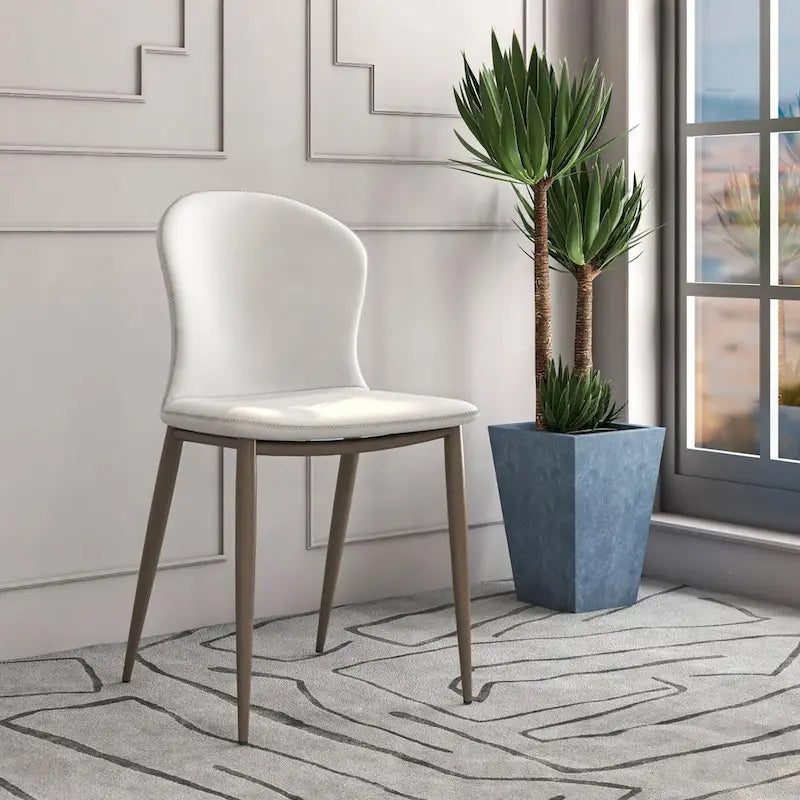 Chaise de salle à manger Mosaic Modern en tissu rembourré avec pieds en métal par LeisureMod
