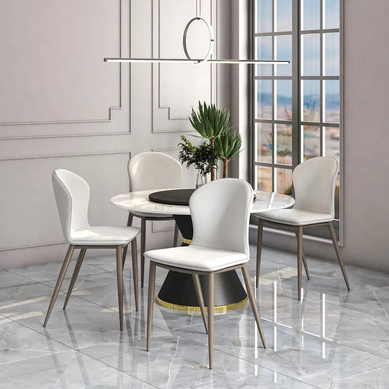 Chaise de salle à manger Mosaic Modern en tissu rembourré avec pieds en métal par LeisureMod