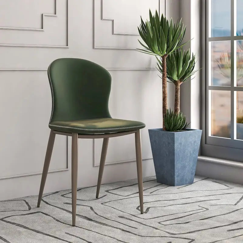 Chaise de salle à manger Mosaic Modern en tissu rembourré avec pieds en métal par LeisureMod