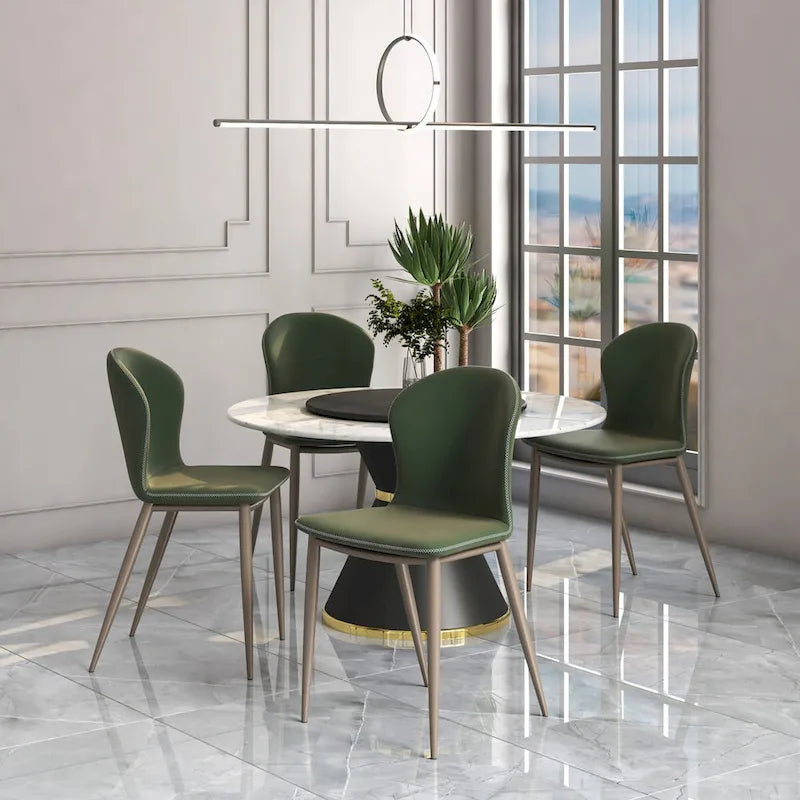 Chaise de salle à manger Mosaic Modern en tissu rembourré avec pieds en métal par LeisureMod