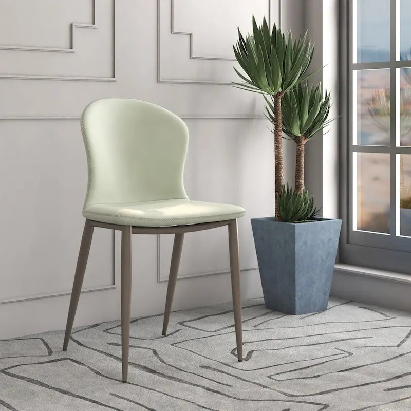Chaise de salle à manger Mosaic Modern en tissu rembourré avec pieds en métal par LeisureMod