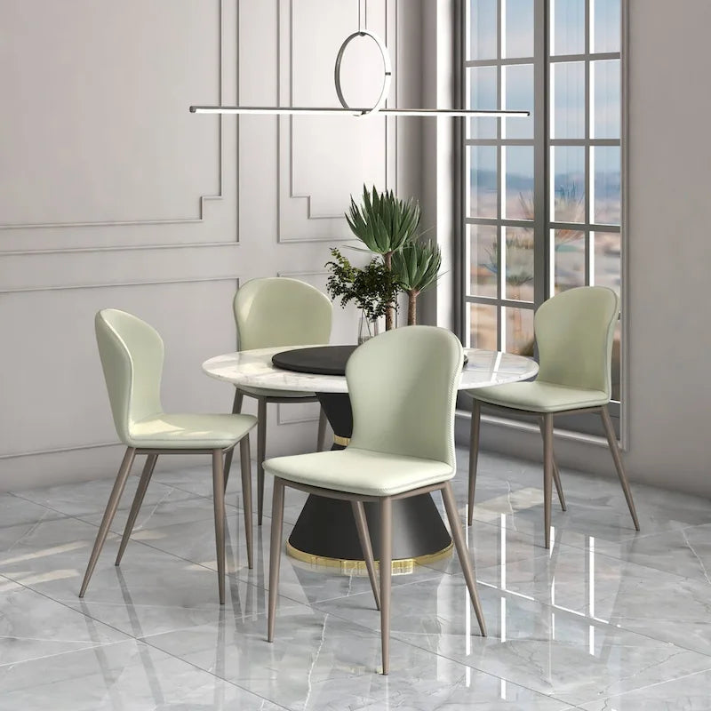 Chaise de salle à manger Mosaic Modern en tissu rembourré avec pieds en métal par LeisureMod