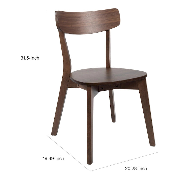 Chaise de salle à manger Aby, assise ronde en bois, dossier à lattes ouvertes, noyer brun