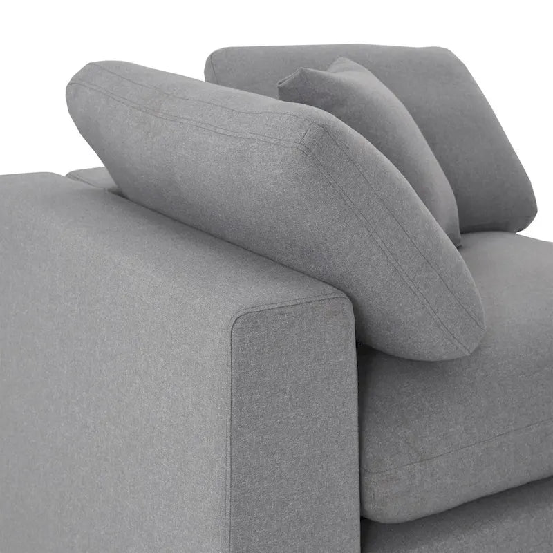 Canapé d'angle modulable 11 places Anka en lin gris, rembourrage en duvet, par iNSPIRE Q Modern