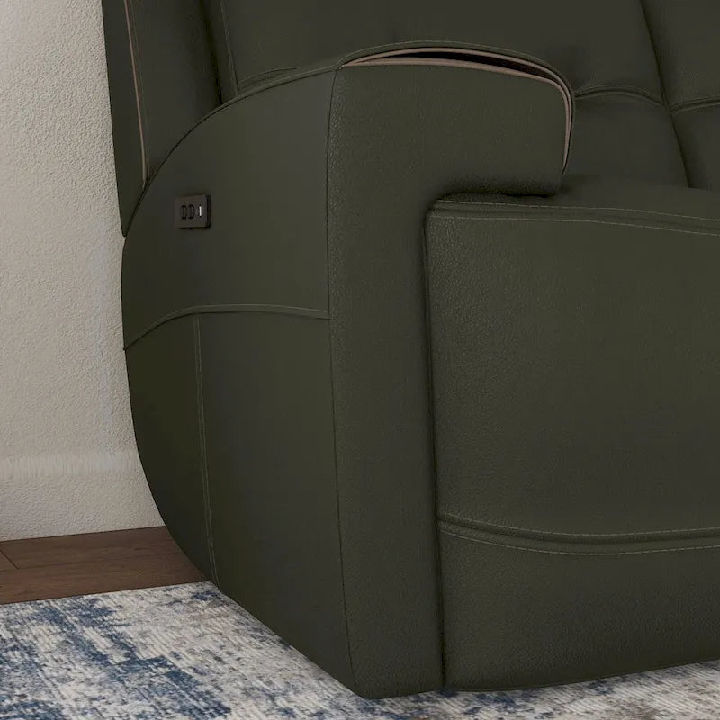 Canapé inclinable électrique en cuir pleine fleur Iris avec appuie-tête électriques par Flexsteel