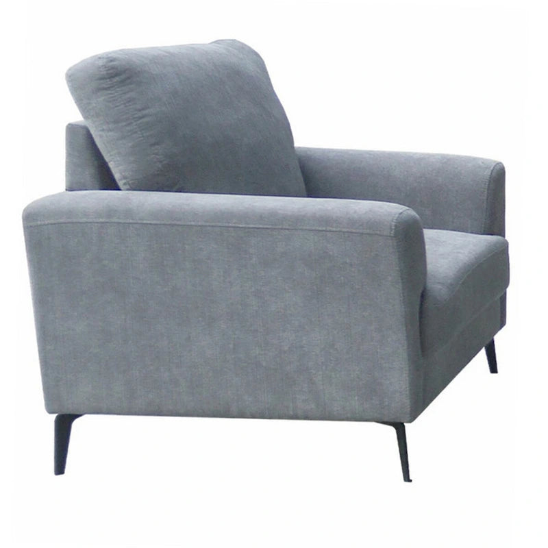 Fauteuil d'appoint Jake 37 pouces, coussins en mousse de chenille grise, pieds en métal