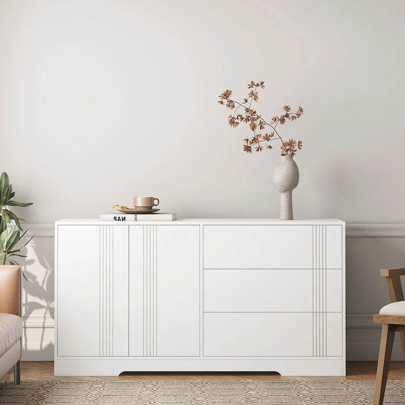 Buffet de rangement avec tiroirs et portes, grand buffet de café avec étagères réglables