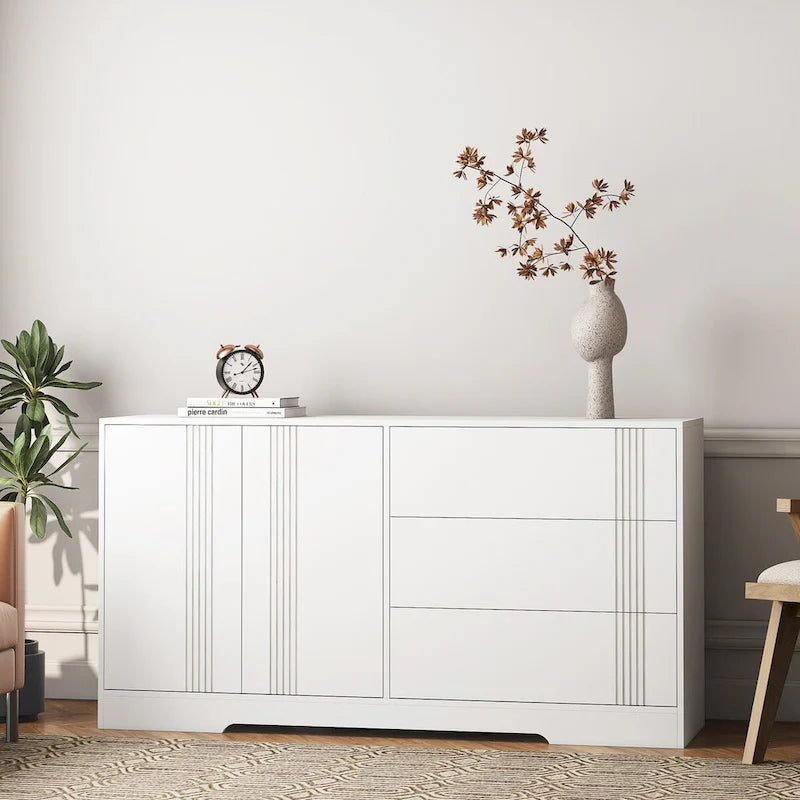 Buffet de rangement avec tiroirs et portes, grand buffet de café avec étagères réglables