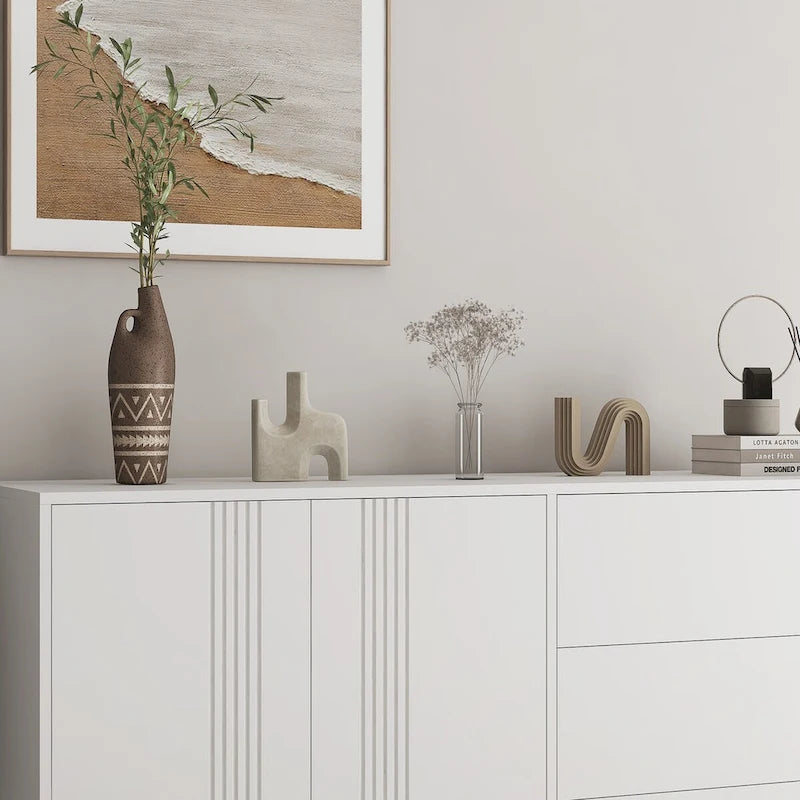 Buffet de rangement avec tiroirs et portes, grand buffet de café avec étagères réglables