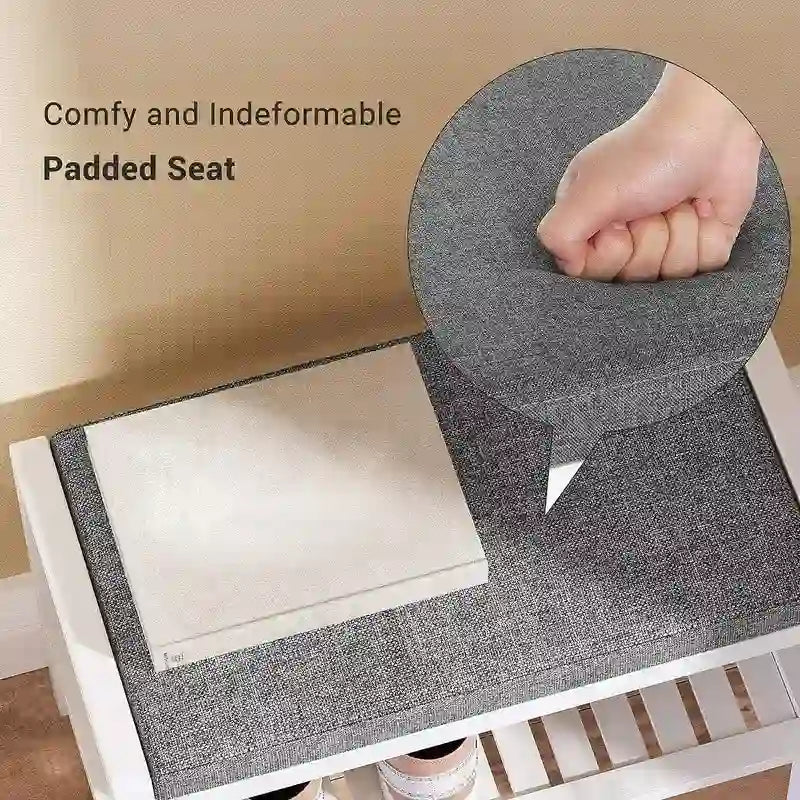 Banc porte-chaussures avec coussin rembourré