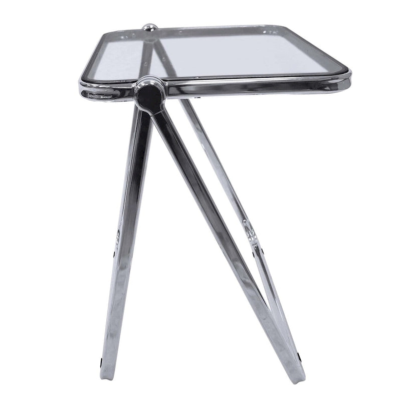 LeisureMod Table d'appoint pliante carrée en plastique Lawrence avec cadre en fer