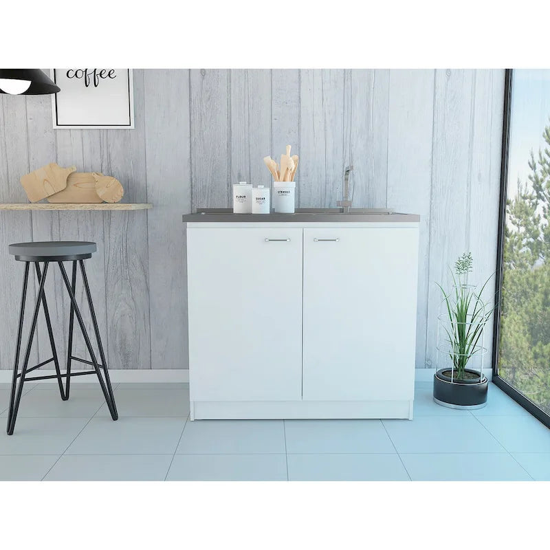 Meuble sous-évier avec lavabo utilitaire à 2 portes rectangulaire Brookeline