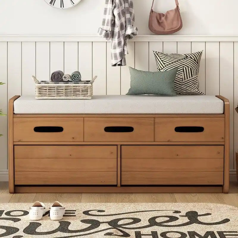 Banc de rangement avec 2 tiroirs et espace de rangement dissimulé