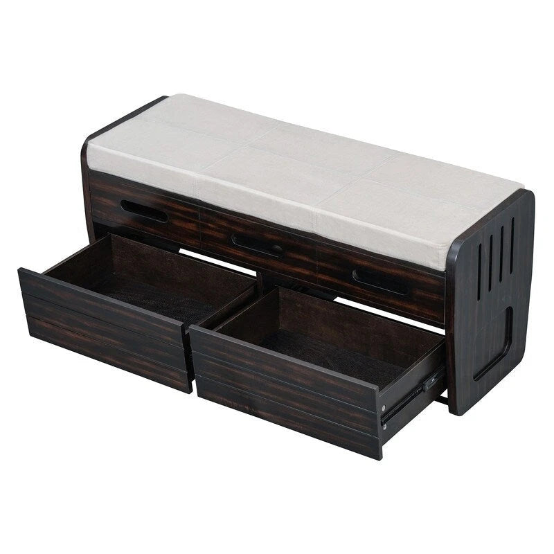 Banc de rangement avec 2 tiroirs et espace de rangement dissimulé