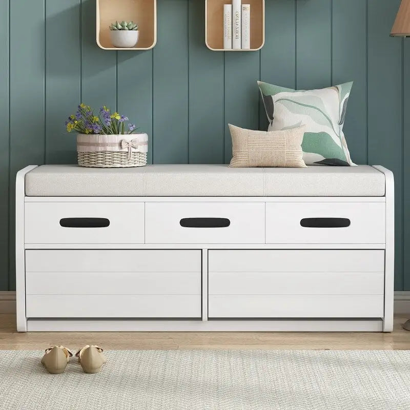 Banc de rangement avec 2 tiroirs et espace de rangement dissimulé