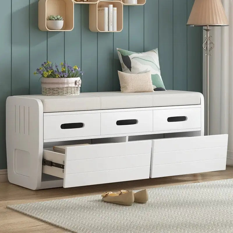 Banc de rangement avec 2 tiroirs et espace de rangement dissimulé