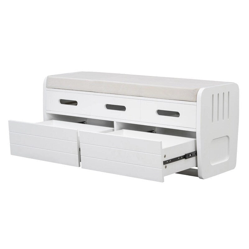 Banc de rangement avec 2 tiroirs et espace de rangement dissimulé