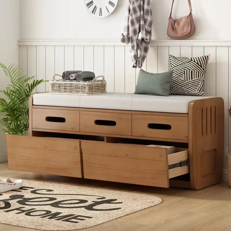 Banc de rangement avec 2 tiroirs et espace de rangement dissimulé