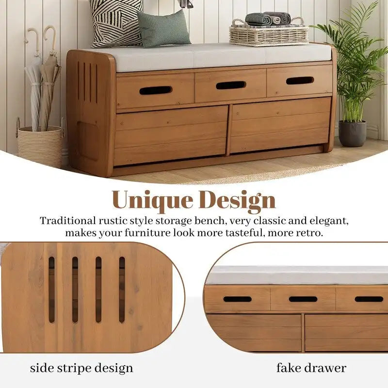 Banc de rangement avec 2 tiroirs et espace de rangement dissimulé