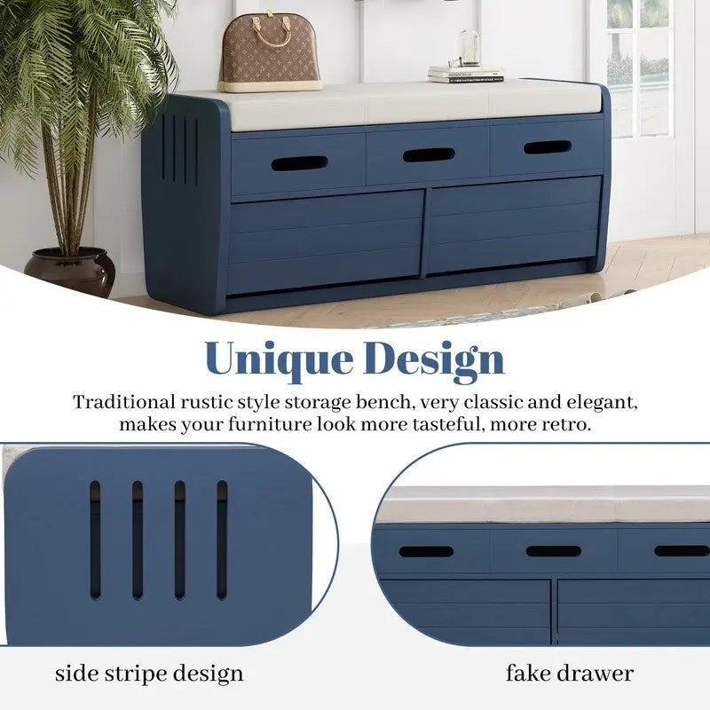 Banc de rangement avec 2 tiroirs et espace de rangement dissimulé