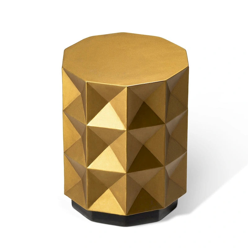 Table d'appoint ou tabouret d'appoint géométrique en or antique Glitzhome 17H - 14L x 14W x 17H