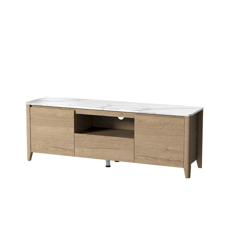 Meuble TV moderne de 58 pouces avec lumières LED, meuble de rangement pour TV jusqu'à 80 pouces pour salon et chambre à coucher