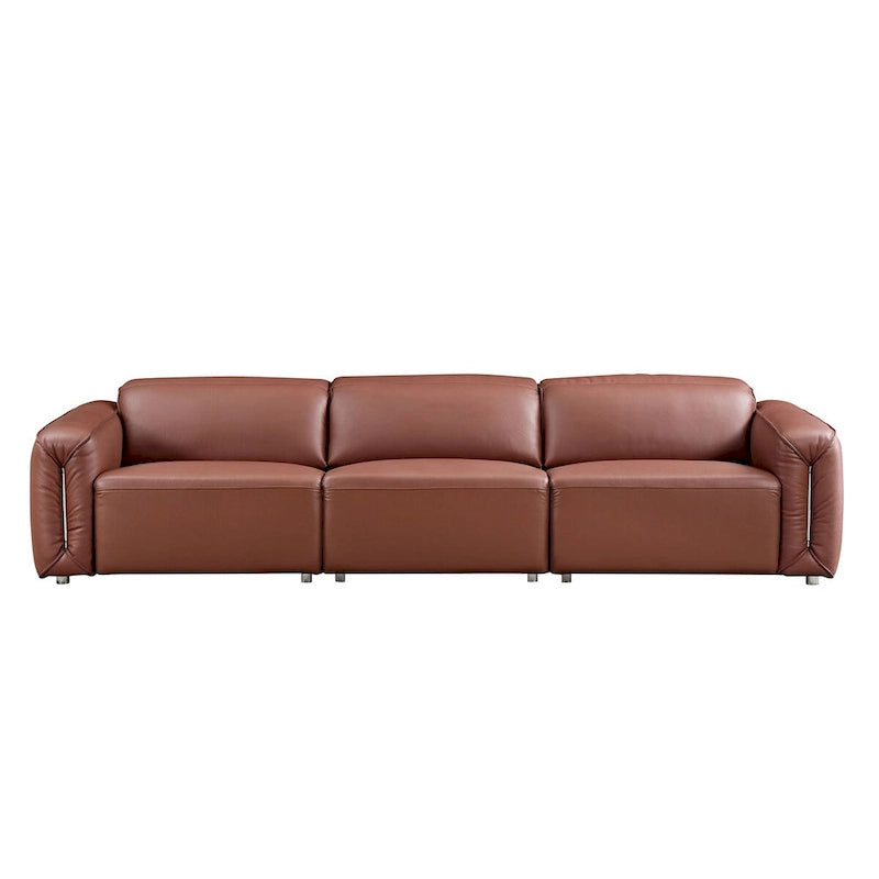 Canapé moderne en cuir 3 places pour salon, canapé confortable avec assises extra profondes, appuie-têtes réglables
