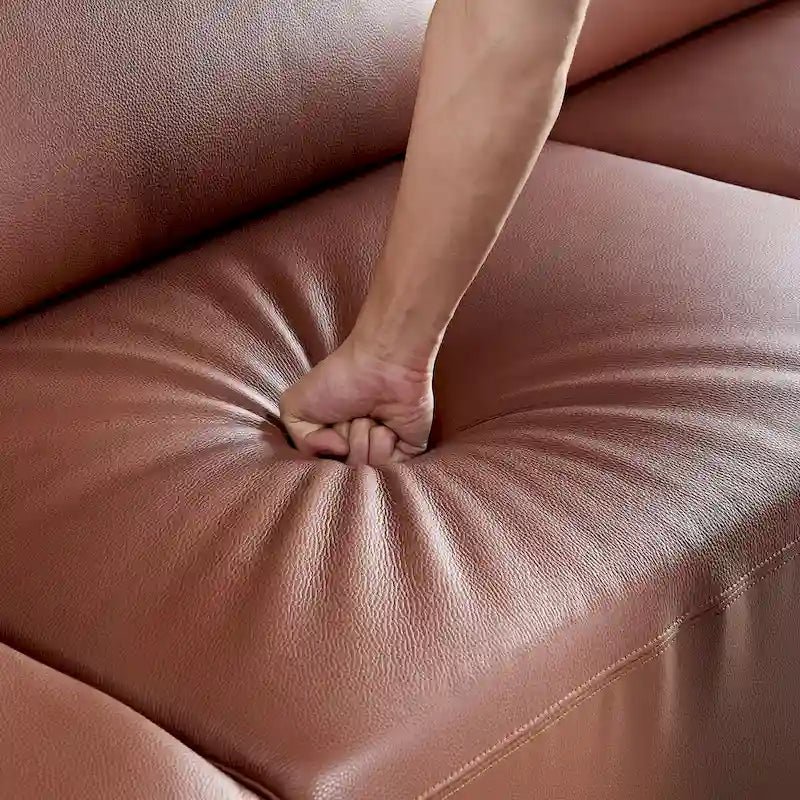 Canapé moderne en cuir 3 places pour salon, canapé confortable avec assises extra profondes, appuie-têtes réglables