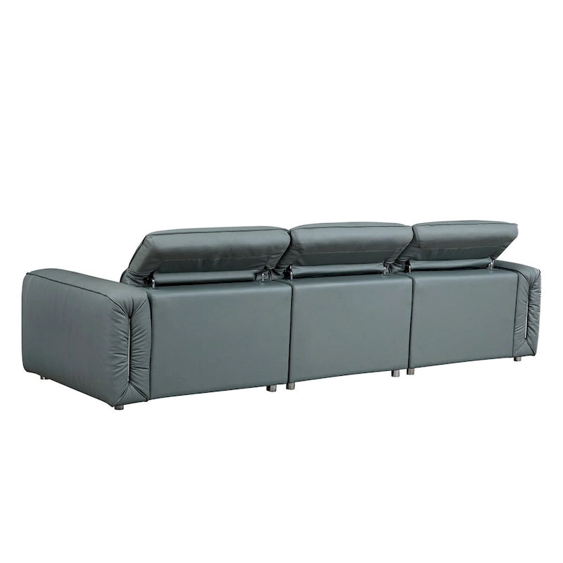Canapé moderne en cuir 3 places pour salon, canapé confortable avec assises extra profondes, appuie-têtes réglables