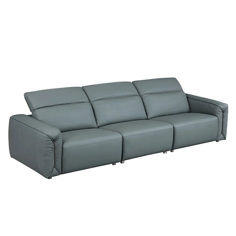 Canapé moderne en cuir 3 places pour salon, canapé confortable avec assises extra profondes, appuie-têtes réglables