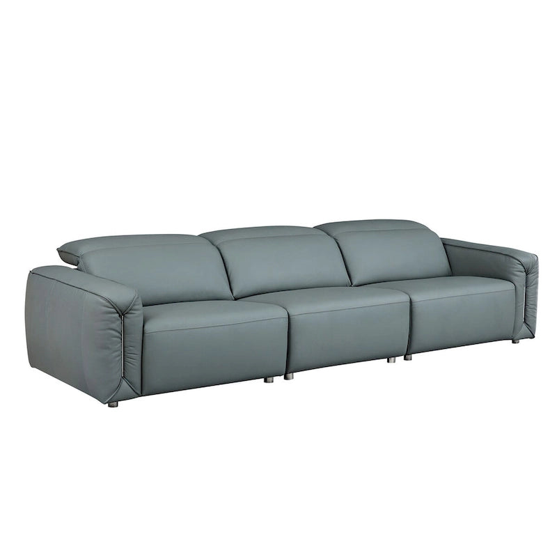 Canapé moderne en cuir 3 places pour salon, canapé confortable avec assises extra profondes, appuie-têtes réglables