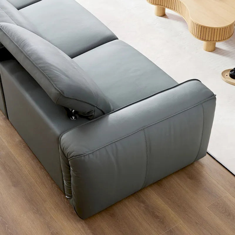 Canapé moderne en cuir 3 places pour salon, canapé confortable avec assises extra profondes, appuie-têtes réglables