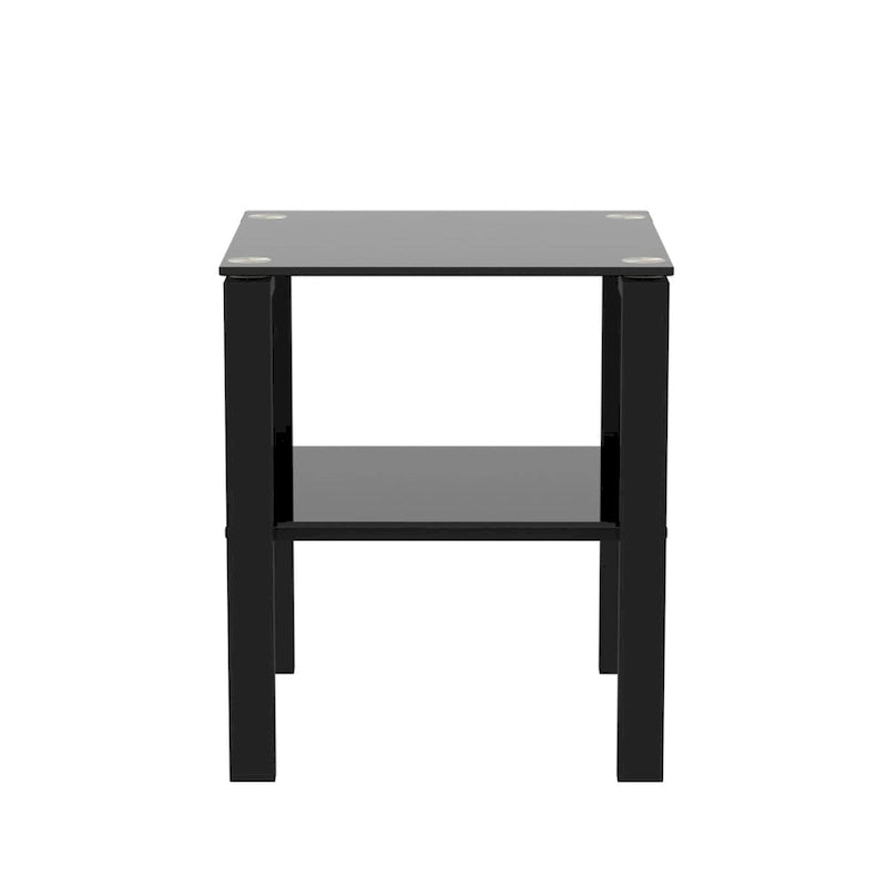 Lot de 2, table à thé à deux niveaux en verre, petite table ronde, table d'angle de chambre, table d'appoint de salon