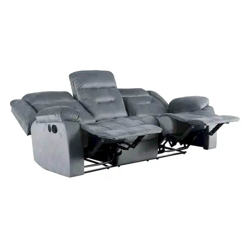 Canapé inclinable manuel en velours avec port USB