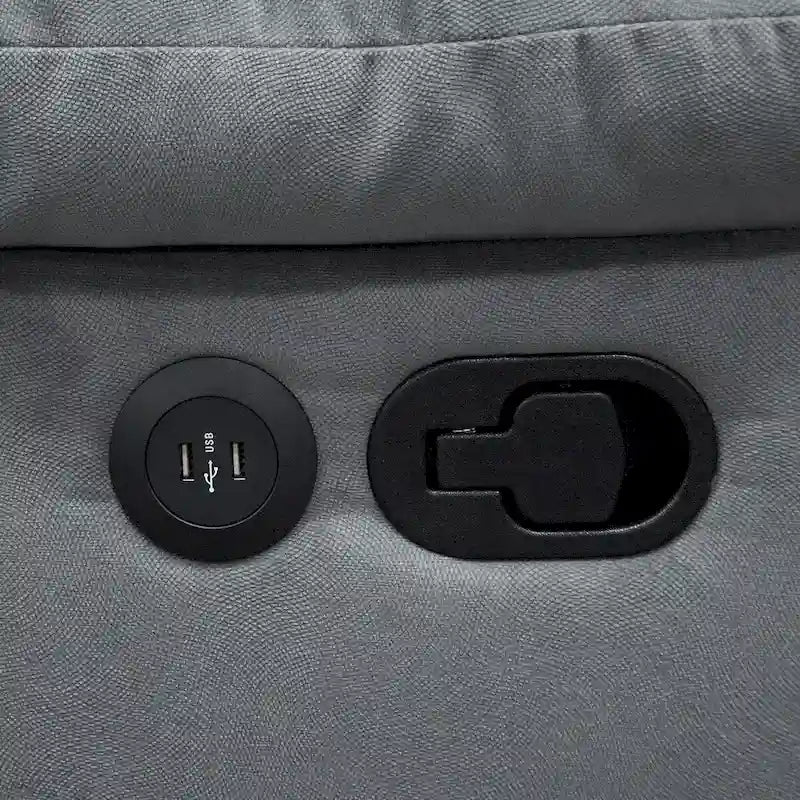 Canapé inclinable manuel en velours avec port USB