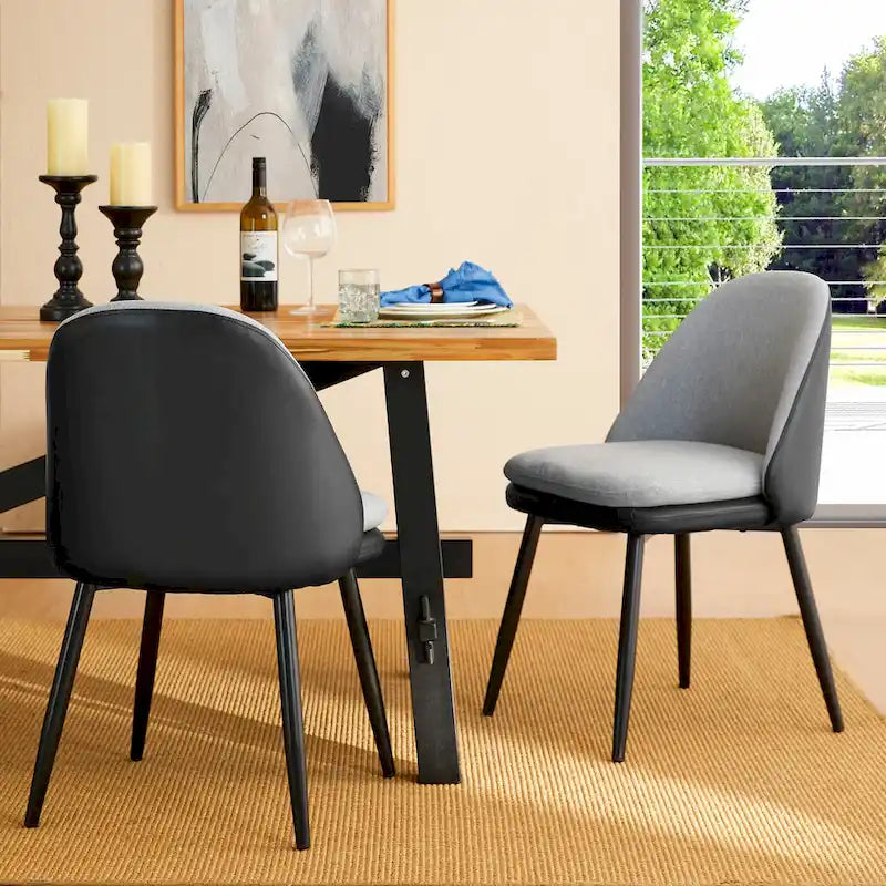 Glitzhome Lot de 4 Fauteuils de Salle à Manger d'Appoint en Similicuir Cousu de Style Mid-Century